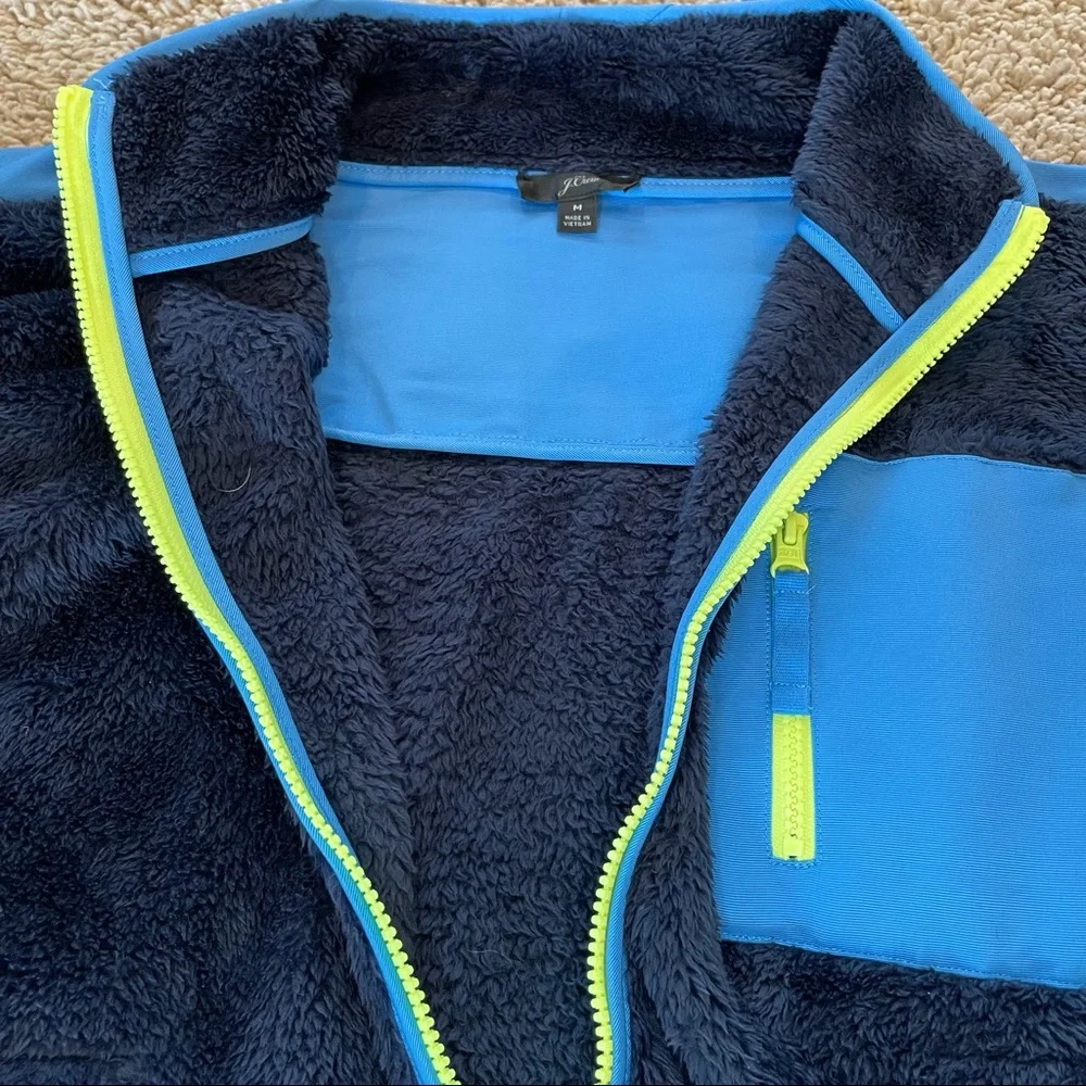 J Crew Superplush Sherpa Full-Zip Jacket Navy Blue Size Medium - Picture 7 of 12